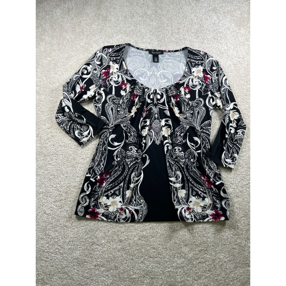 White House Black Market Womens Paisley Floral Top L Multicolor